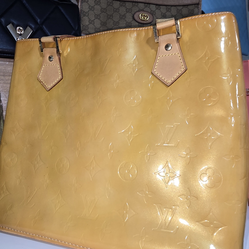 Louis Vuitton Yellow Monogram Vernis Houston Tote